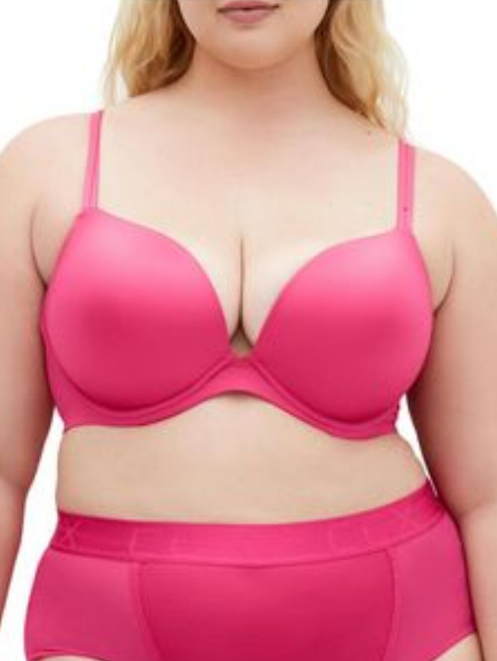City Chic Hot Pink Lace-Trim T-Shirt Bra